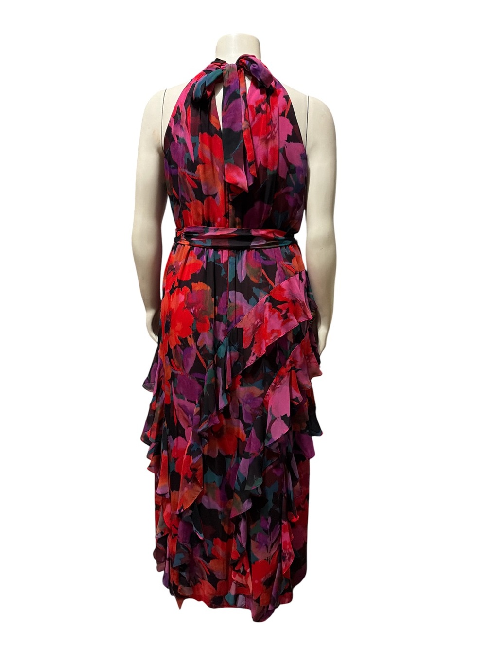 NWTAlex Marie Sz 16P Plus Nina Halter Maxi Dress Floral Tiered Ruffle Sleeveless - Picture 5 of 13